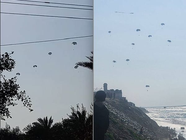 Another humanitarian aid air drop on the southern coast of Gaza